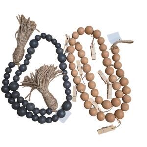 New Hobby Lobby Wooden Bead Garland Hanging Clips Blue Brown